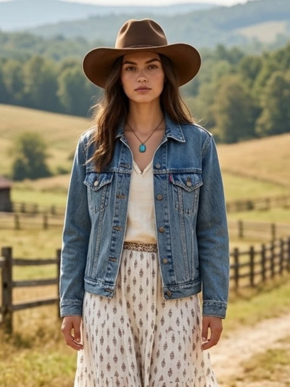 Levi’s Classic Denim Trucker Jacket Size XS Cowgirl Western Boho Peasant Horse